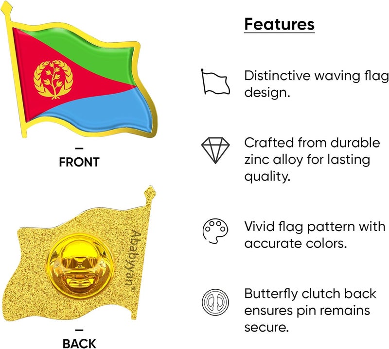 Ababyyan Eritrea Flag Lapel Pin - Enamel Metal National Badge | World Travel Souvenir Gifts for Men & Women | Country Flag Patriotic Brooch Bulk Pack of Pins for Hat, Tie, Clothes, Backpack (1pc) - Image 3